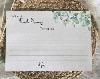 Bridal Shower Write Your Favorite Memory Of The Bride Card - Greenery - GBR2021