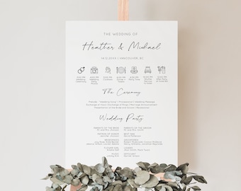 Editable Order Of Events Wedding Sign - Wedding Day Timeline Sign - Minimalist Wedding Sign - MOD01