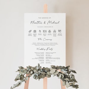 Editable Order Of Events Wedding Sign - Wedding Day Timeline Sign - Minimalist Wedding Sign - MOD01