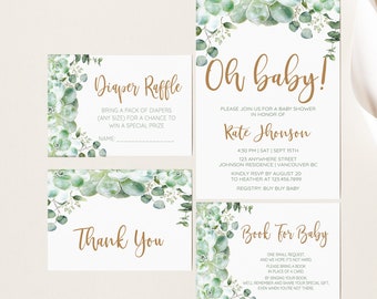 Greenery Floral Baby Shower Invitation - 007