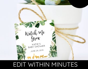 Let Love Grow Favor Tag, Watch Me Grow FAVOR TAG , Watch Me Grow Favor Tag, Plant Favor Tag, Succulent Favor Tag - 2x2 3x3 0011
