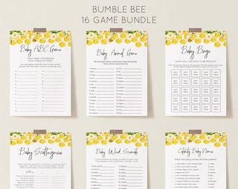 Bumble Bee Baby Shower Game Bundle - 16 Games