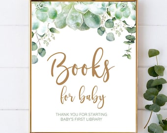 Succulent Books For Baby Sign - Books and Gifts Sign Printable - Books and Gifts Succulent Sign - Books for Baby Sign Printable - 007