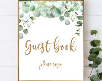Succulent Baby Shower Guest Book Sign - 007