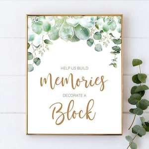 Succulent Help Us Build Memories Decorate A Block Sign - 007