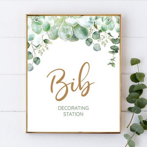 Succulent Bib Decorating Station Sign - 007