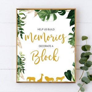 Safari Help Us Build Memories Decorate A Block Sign - 0011