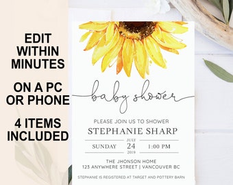 sunflower themed baby shower invitations