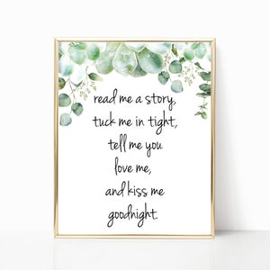 Succulent READ ME a STORY Sign, Read Me A Story Tuck Me In Tight - 8x10 Jpg - Instant Download