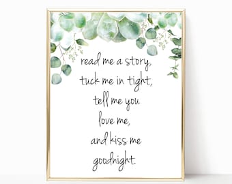 Succulent READ ME a STORY Sign, Read Me A Story Tuck Me In Tight - 8x10 Jpg - Instant Download
