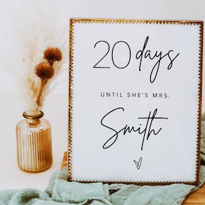 Bridal Shower Countdown Sign - Days Until I Do Sign - Bridal Shower Countdown Sign Template - BSIG