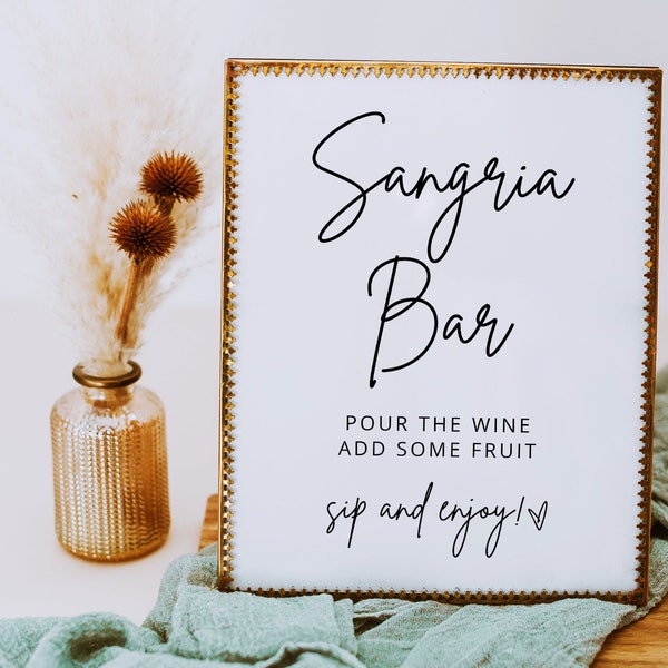 Sangria Bar Sign, Printable Wedding Signs, Cocktail Sign, Sangria Sign, Signature Drink Sign, Wedding Decor, Sangria Bar Signage, BSIG