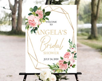 BRIDAL SHOWER Welcome Sign | Blush Bridal Shower Welcome Sign | Welcome To Bridal Shower Sign Template | Floral Bridal Shower Welcome Sign