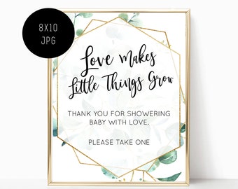 Love Makes Little Things Grow Sign - Eucalyptus Baby Shower Sign