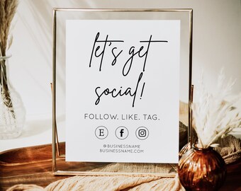 QR Code Social Media Sign, DIY Follow Us on Social Media, Small ...