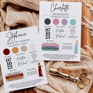Bridesmaid Info Card Template, Bridal Party Info Card, Bridesmaid Information Card, Modern Minimalist Bridesmaid Infographic - Mod01