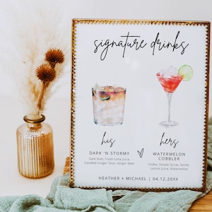 Bar Menu Template, Modern Editable Drink Menu Template, Minimalist Printable Bar Menu, Signature Drinks Sign
