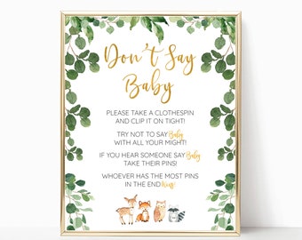 juego baby shower pinza para la ropa bosque - no digas bebé - no digas bebé bosque - 8x10 - 0012