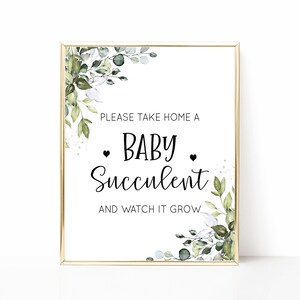 Succulent Baby Shower Sign, Greenery Baby Shower, Boho Baby Shower, Baby Succulent, Cactus Baby Shower, Plant Favors, Baby Succulent Sign