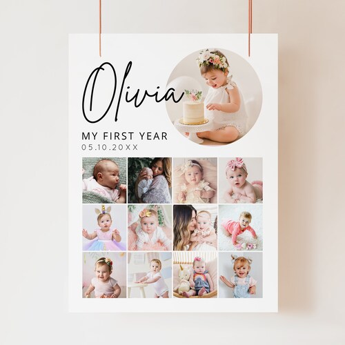 Printable Baby's First Year Photo Poster Template - Etsy
