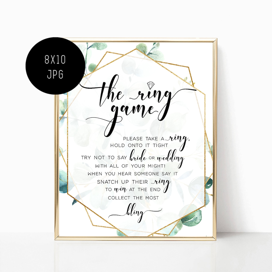The Ring Game, Bridal Shower Game Sign, Bridal Shower Sign Template