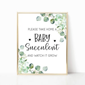 Succulent Baby Shower Sign, Greenery Baby Shower, Boho Baby Shower, Baby Succulent, Cactus Baby Shower, Plant Favors, Baby Succulent Sign