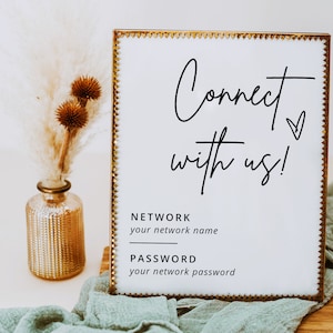 WiFi Password Sign Template | Personalized Wifi Network Sign for Guests