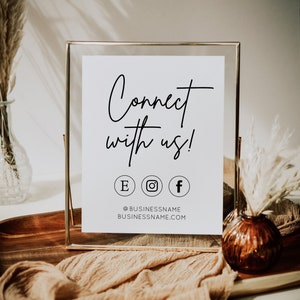Social Media Sign Template, DIY Follow Us On Social Media, Small Business Sign Canva Template, Social Media Business Sign - MOD01