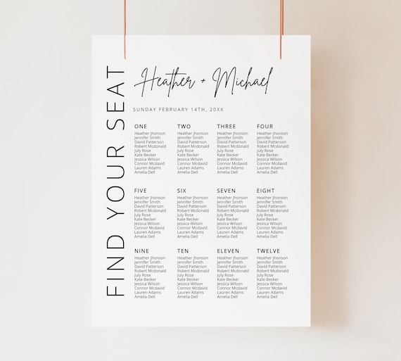 Modern Wedding Seating Chart | Minimalist Wedding Seating Chart Sign | Boho Wedding Seating Chart Sign | Seating Chart Poster | BSIG Il_570xn