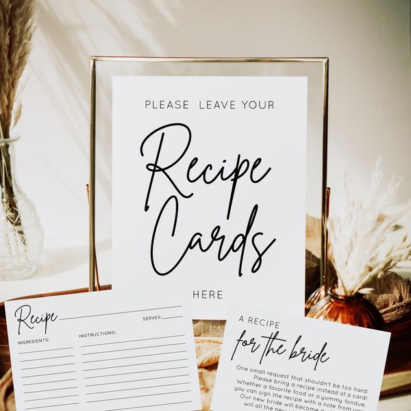 Recipe Card Sign | Place Your Recipe Cards Here | Recipe Card Bridal Shower Sign | Recipe Card Sign Instant Download Printable | BSIG