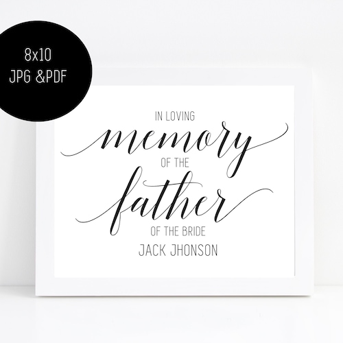 Father of the Groom Memorial Sign Reserved in Memory of | Etsy