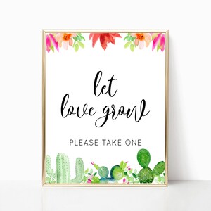 LET LOVE GROW Sign, Succulent Favor Sign, Succulent Let Love Grow Sign Cactus Fiesta