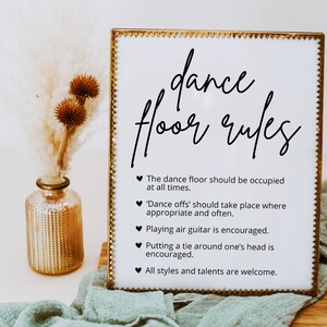 Dance Floor Rules Sign, Wedding Dance Floor Sign - Dance Floor Rules Sign Printable, Modern Wedding Signage, mod01