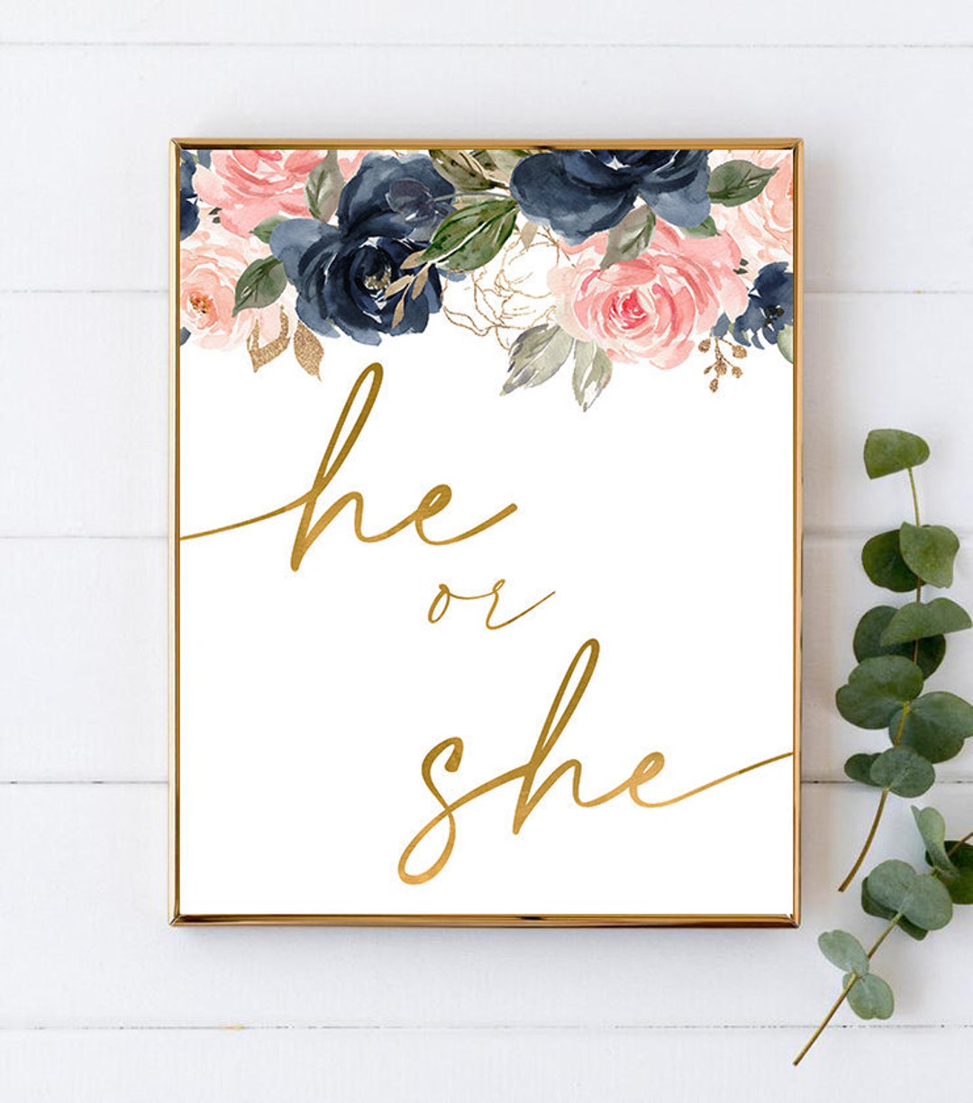 He or She Gender Reveal Sign 8X10 - Etsy