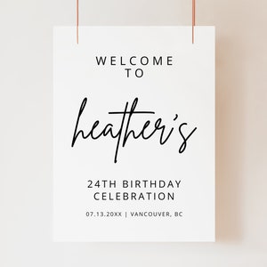 Modern Birthday Welcome Sign Template, Birthday Welcome Party Sign, Minimalist Sign, Welcome Birthday Sign, Download, Editable - Mod01