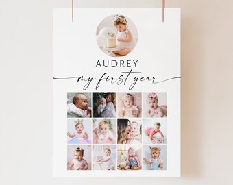 My First Year Poster - Babys First Year Poster - 1st Birthday Photo Print - My First Year Print - Year In Picture - Printable 1st Year, BSIG