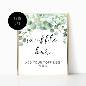 Succulent WAFFLE BAR SIGN, Waffle Bar Table Sign, Waffle Bar, printable waffle bar sign - 8x10 - Instant Download