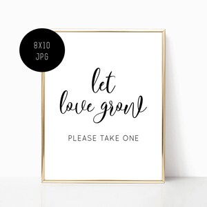 LET LOVE GROW Sign, Succulent Favor Sign, Succulent Let Love Grow Sign - 01