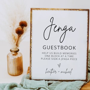 Jenga Guestbook Sign, Please Sign A Jenga Block Sign - Wedding Jenga Guestbook Sign, Printable Jenga Guestbook Template, BSIG
