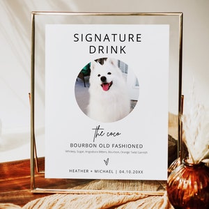 Pet Signature Cocktail Sign | Dog Signature Drink Sign | Minimalist Wedding Bar Sign | Dog Signature Cocktail Sign | BSIG