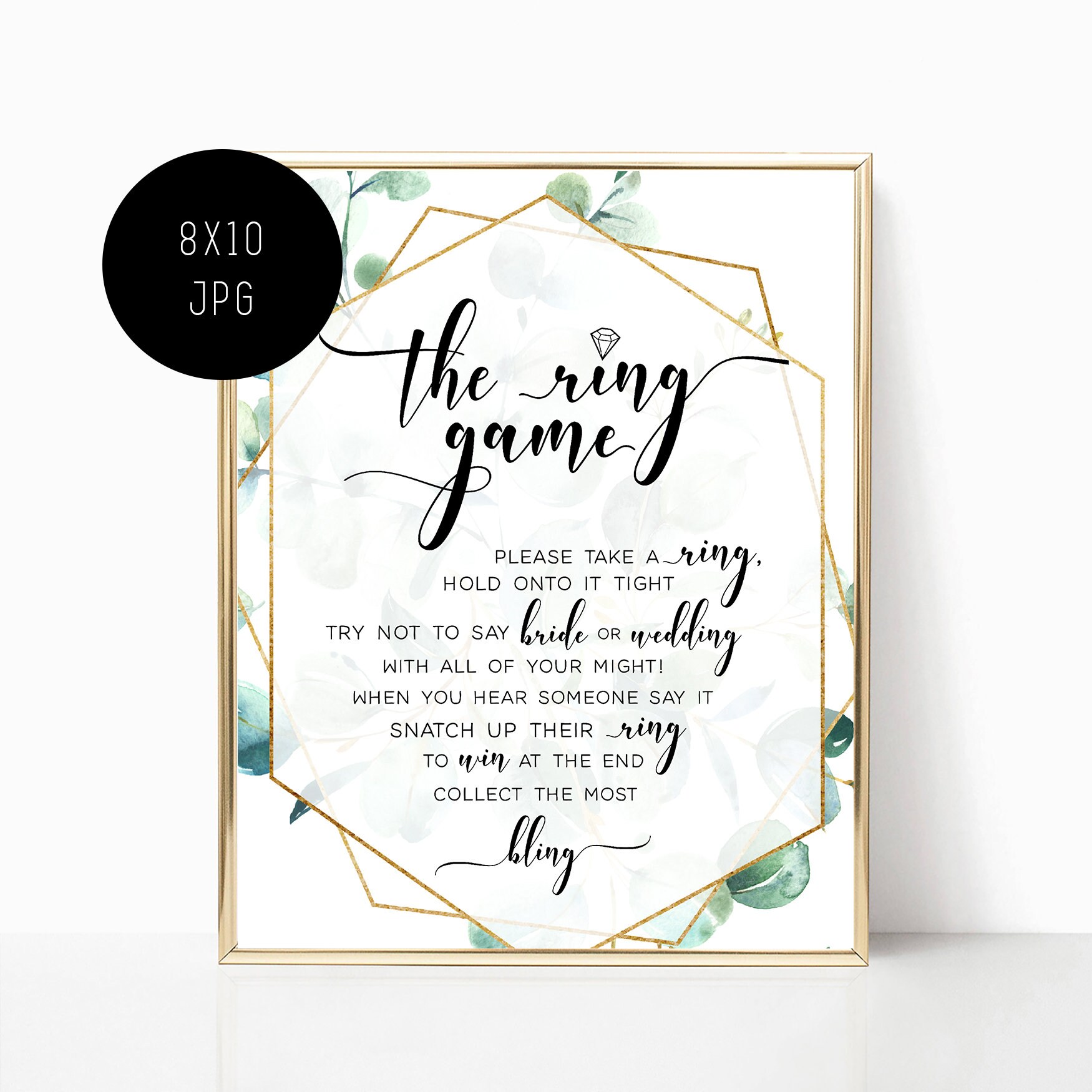 The Ring Game Bridal Shower Game Sign Bridal Shower Sign | Etsy