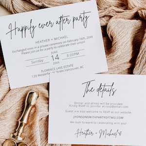 Happily Ever After Party Invitation — We Eloped Card — Printable Elopement Reception Invitation — Elopement Announcement — BSIG