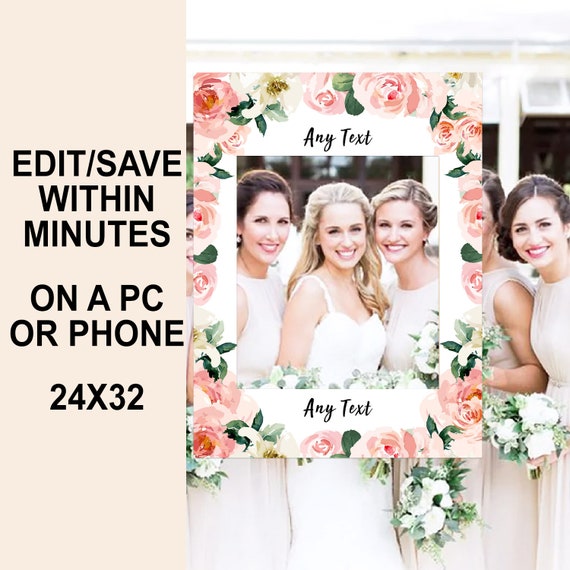 Bridal Shower Photo Booth Frame, Floral Bridal Shower Photo Prop, Photo
