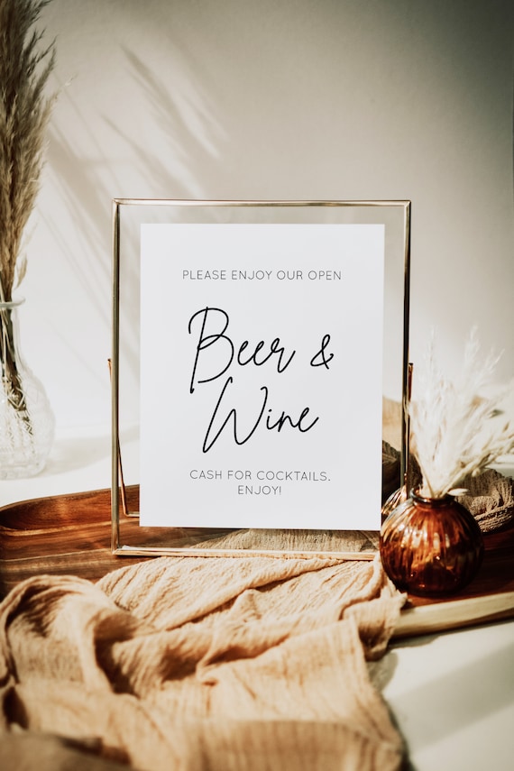 Beer and Wine Are On Us Sign, The Drinks Are On Us, beer and wine sign, Wedding Bar Sign, Open Bar Sign, Wedding Drinks Sign, MOD01 Il_570xn