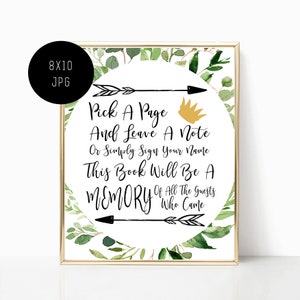 Pick a Page and Leave A note sign - Eucalyptus Pick A Page And Leave A Note Sign - 8x10