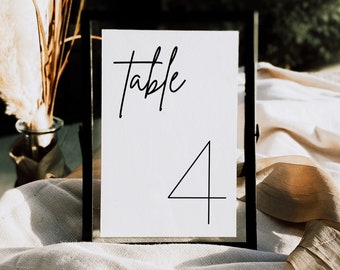 Wedding Table Number Sign | Minimalist Wedding Table Numbers | Modern Wedding Table Number | Editable Table Number Template | MOD01