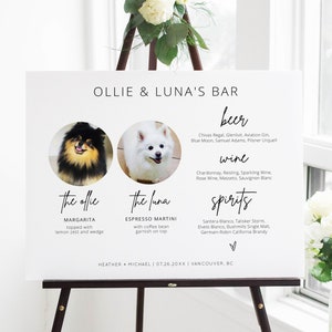 Pet Signature Drink Sign Wedding, Signature Drinks Sign with Dogs, Signature Drinks Sign With Pets, Signature Cocktail Sign Dog - MOD01