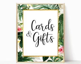 Tropical Cards and Gifts Sign, Gifts and Card Sign, Gift card Sign, card Gift Sign Wedding Signs, Custom Wedding Signs, Wedding