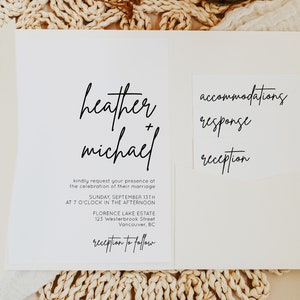 Pocket Wedding Invitation Set Templates, Pocket Wedding Invitations, Pocket Wedding Invitation Suite, Minimalist Wedding Invitation - MOD01