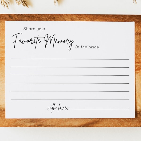 Share Your Favorite Memory With The Bride Game | Favourite Memory with the Bride | Printable Bridal Shower Game | Bridal Shower Idea |MOD01
